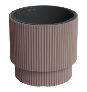 Doniczka plastikowa "Cylinder wysoki" prążkowana różowa