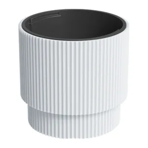 Doniczka plastikowa "Cylinder wysoki" prążkowana biała