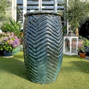 Doniczka ceramiczna ogrodowa wysoka zielona połysk