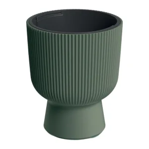 Doniczka plastikowa "Kielich" prążkowana zielona