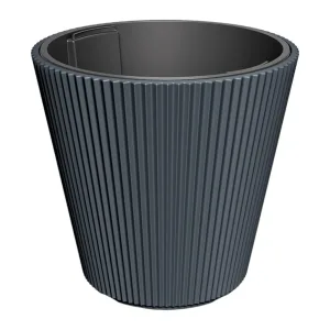 Doniczka plastikowa "Stożek" prążkowana antracytowa