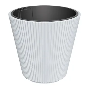 Doniczka plastikowa "Stożek" prążkowana biała
