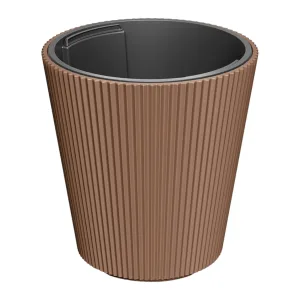 Doniczka plastikowa "Stożek" prążkowana ceglasta