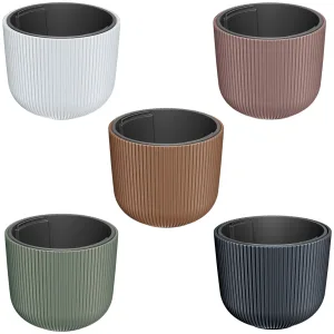 Doniczka plastikowa "Walec" prążkowana różowa