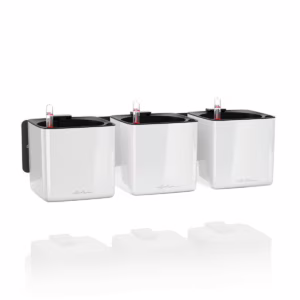 Doniczka plastikowa Lechuza Cube Glossy Home Kit  Biały