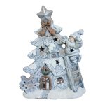 Mikołaj na drabinie, świąteczne miasteczko, figurka