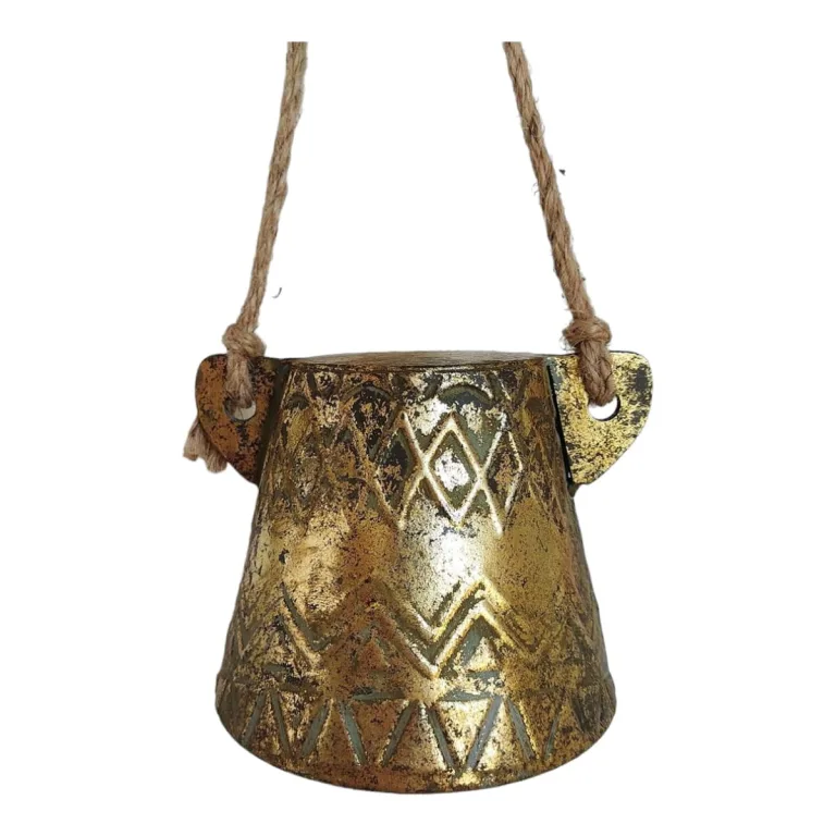 Dzwon z uszami, metalowy, zawieszka h10cm + sznur