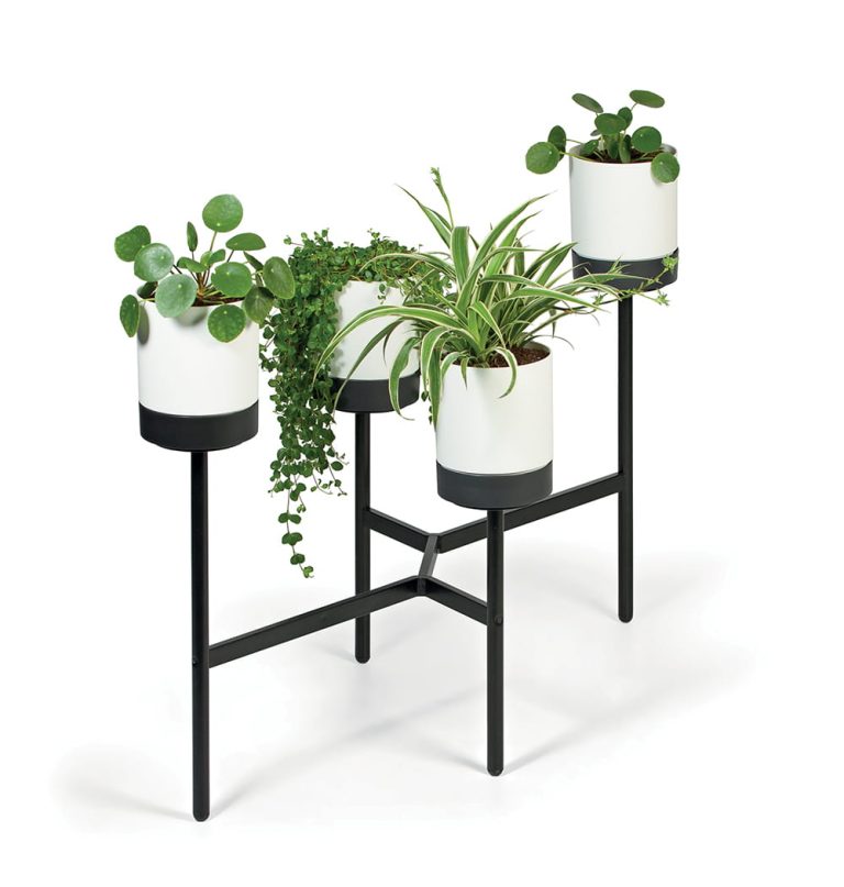 Industrialny kwietnik loftowy 4 doniczki niski