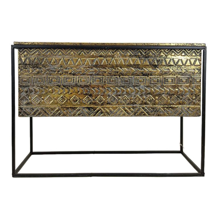 Kwietnik metalowy z doniczką złoto czarny 47cm