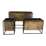 Kwietnik metalowy z doniczką złoto czarny 47cm