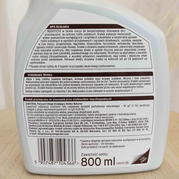 Środek owadobójczy Polysect Hobby Substral 800ml