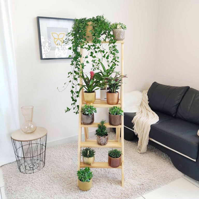 Drewniany regał na kwiaty drabina mała