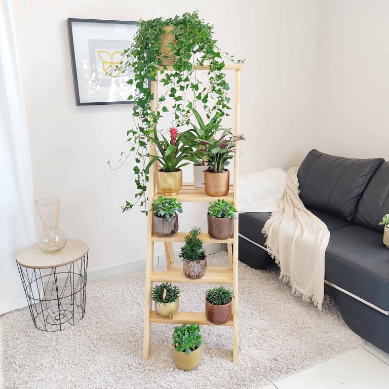 Drewniany regał na kwiaty drabina mała