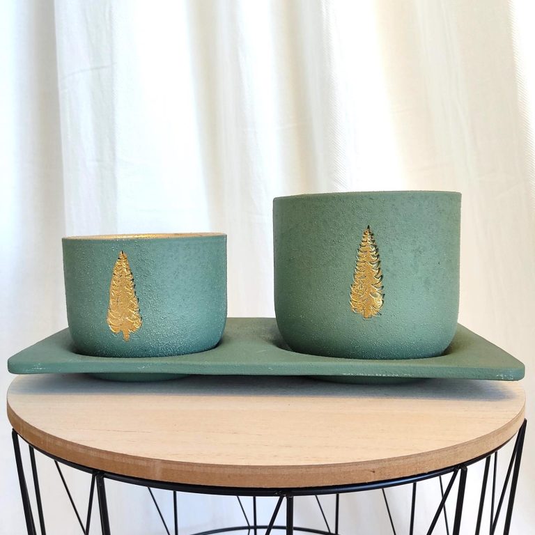 Osłonka ceramiczna okrągła z podstawką zestaw świąteczny