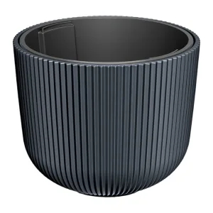 Doniczka plastikowa "Walec" prążkowana antracytowa