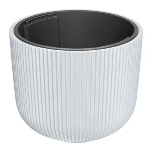 Doniczka plastikowa "Walec" prążkowana biała