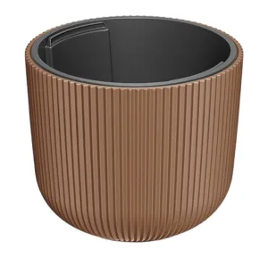 Doniczka plastikowa "Walec" prążkowana ceglasta