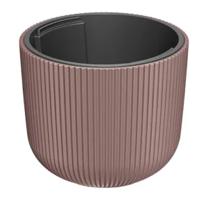 Doniczka plastikowa "Walec" prążkowana różowa