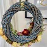 Wianek wiosenny ze sztucznych kwiatów  - 40cm - ręcznie robiony