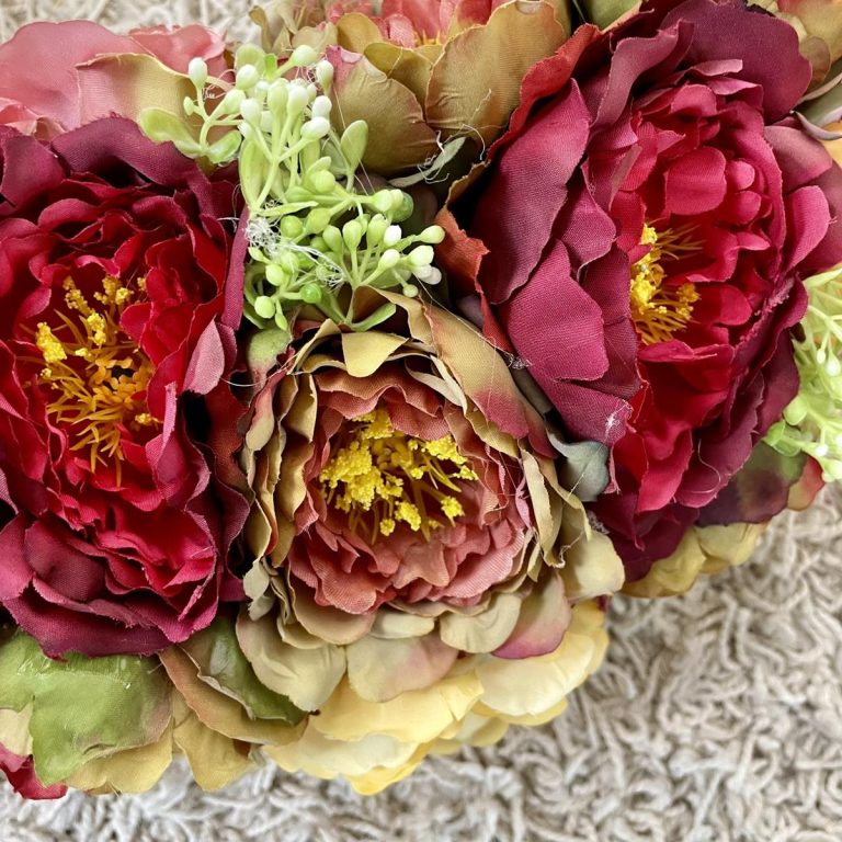 Wianek wiosenny ze sztucznych kwiatów  - 40cm - ręcznie robiony