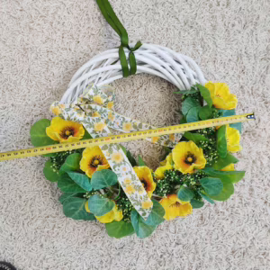 Wianek wiosenny ze sztucznych kwiatów  - 45cm - ręcznie robiony