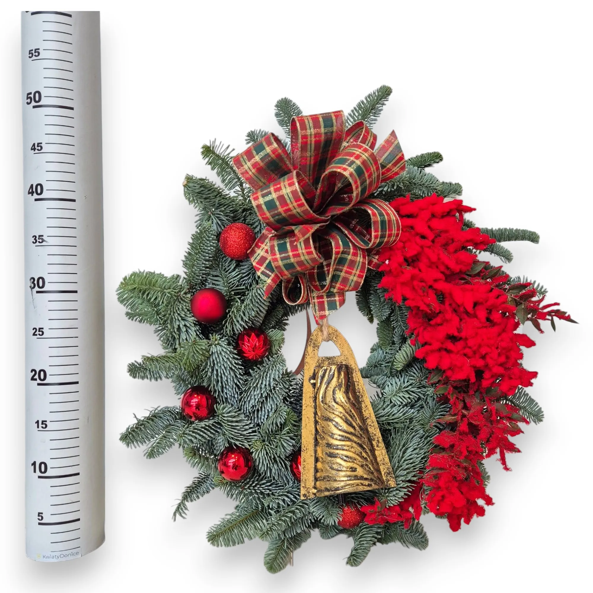 Wianek świąteczny bożonarodzeniowy żywy - 50cm - ręcznie robiony