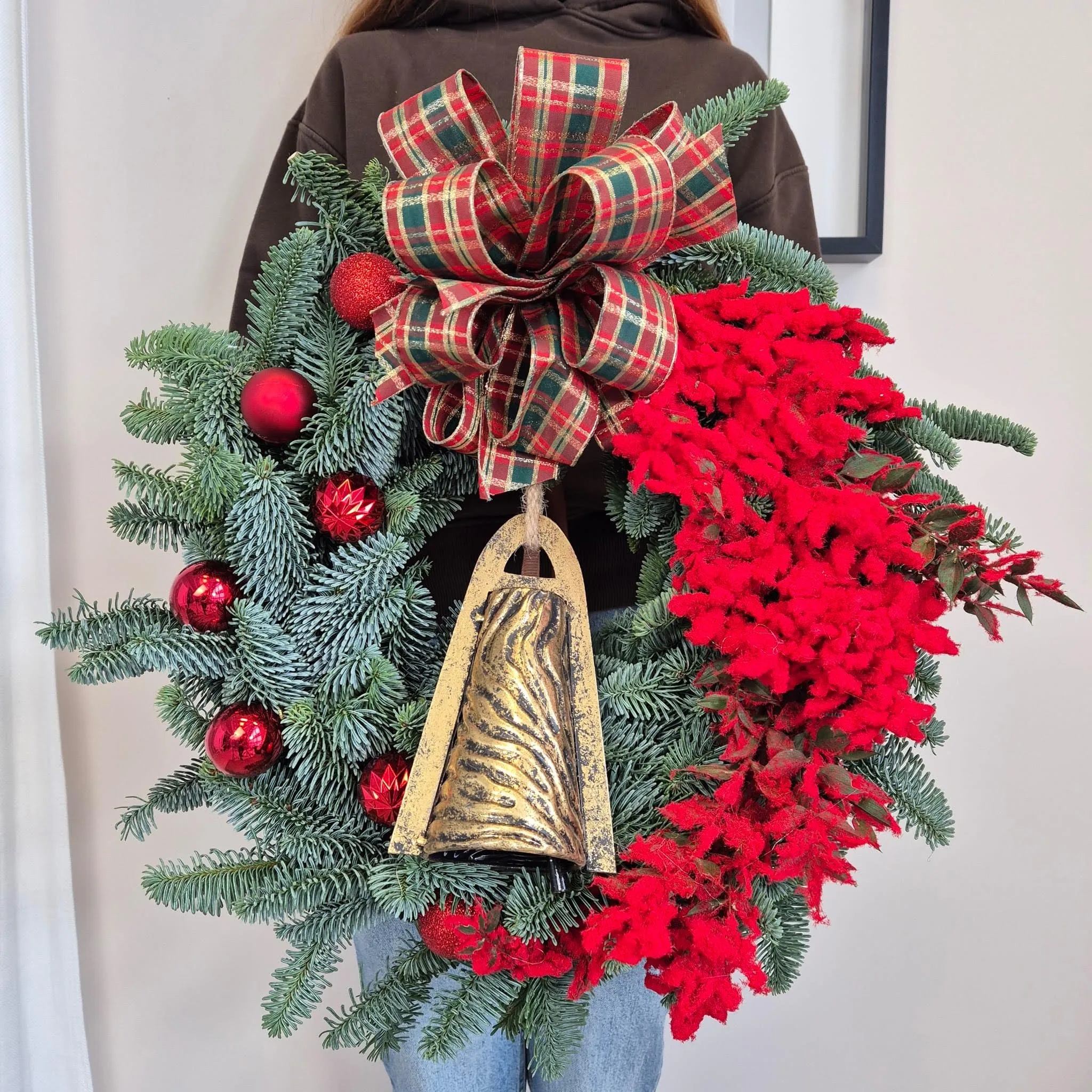 Wianek świąteczny bożonarodzeniowy żywy - 50cm - ręcznie robiony