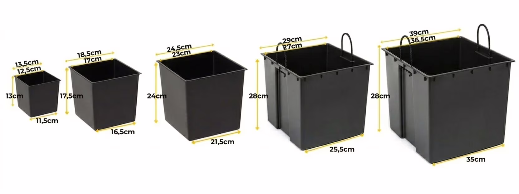 Kwadratowe wkłady do doniczek plastiowe