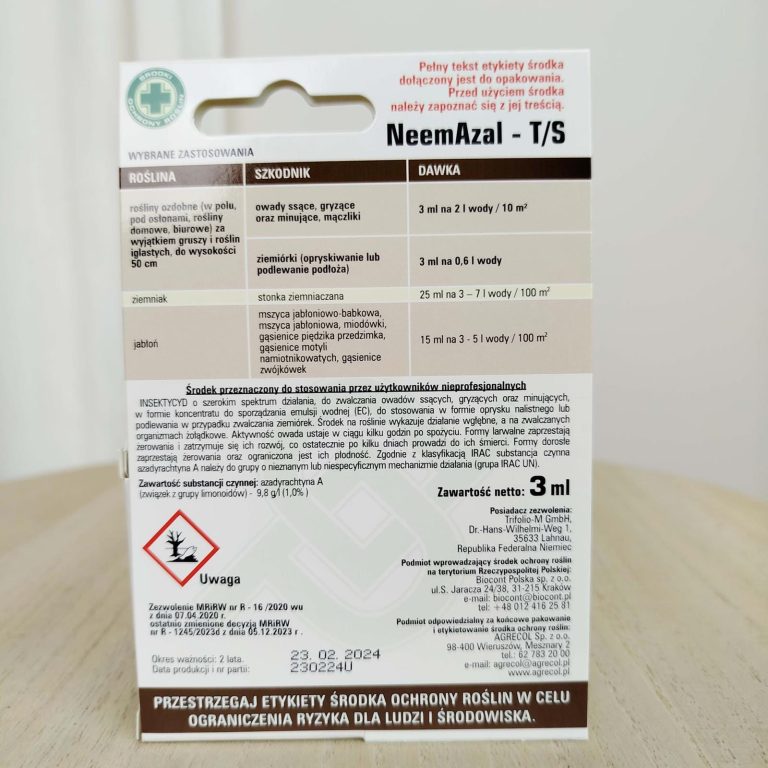 Środek owadobójczy na ziemiórki NeemAzal - T/S 3ml