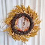 Wianek na drzwi jesienny ze sztucznych liści 50cm