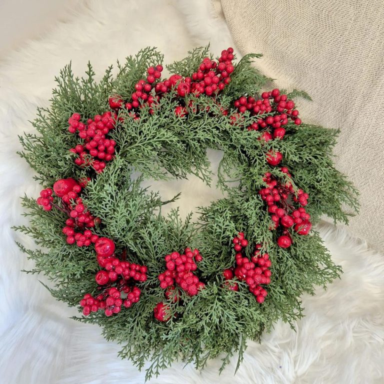 Wianek na drzwi świąteczny Boże Narodzenie sztuczne kwiaty  50cm