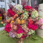 Wianek na drzwi z naturalnych kwiatów ręcznie robiony 60cm