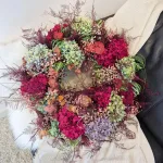 Wianek na drzwi z naturalnych kwiatów ręcznie robiony 60cm