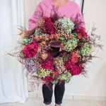 Wianek na drzwi z naturalnych kwiatów ręcznie robiony 60cm