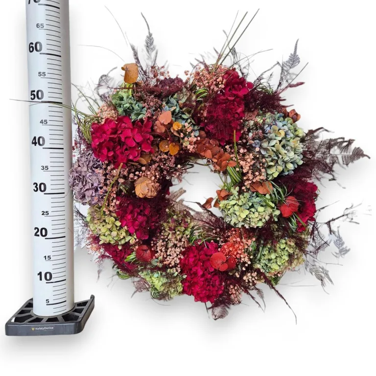 Wianek na drzwi z naturalnych kwiatów ręcznie robiony 60cm