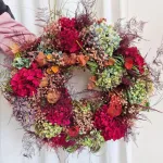 Wianek na drzwi z naturalnych kwiatów ręcznie robiony 60cm