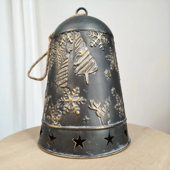 Metalowy świąteczny dzwon - ozdoba na drzwi 31cm
