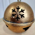 Dzwon metalowy złoty okrągły - ozdoba na drzwi 14cm