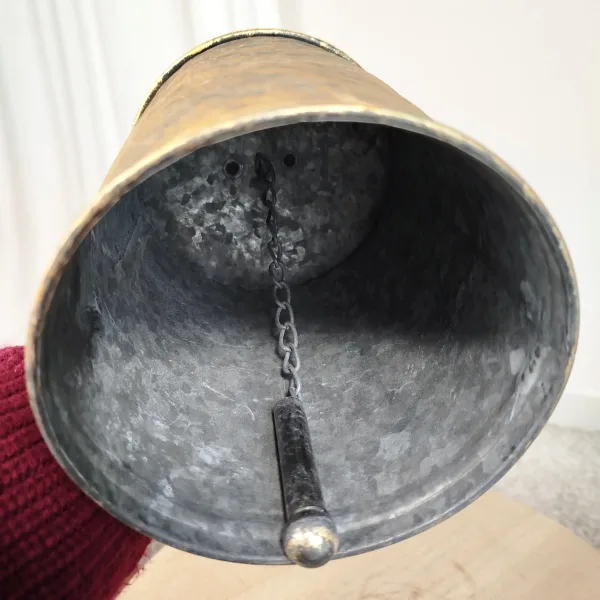 Dzwon metalowy złoty - ozdoba na drzwi 22cm