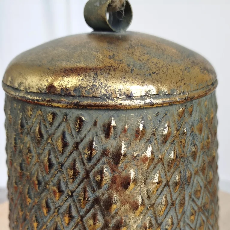 Metalowy złoty dzwon - ozdoba na drzwi 23cm