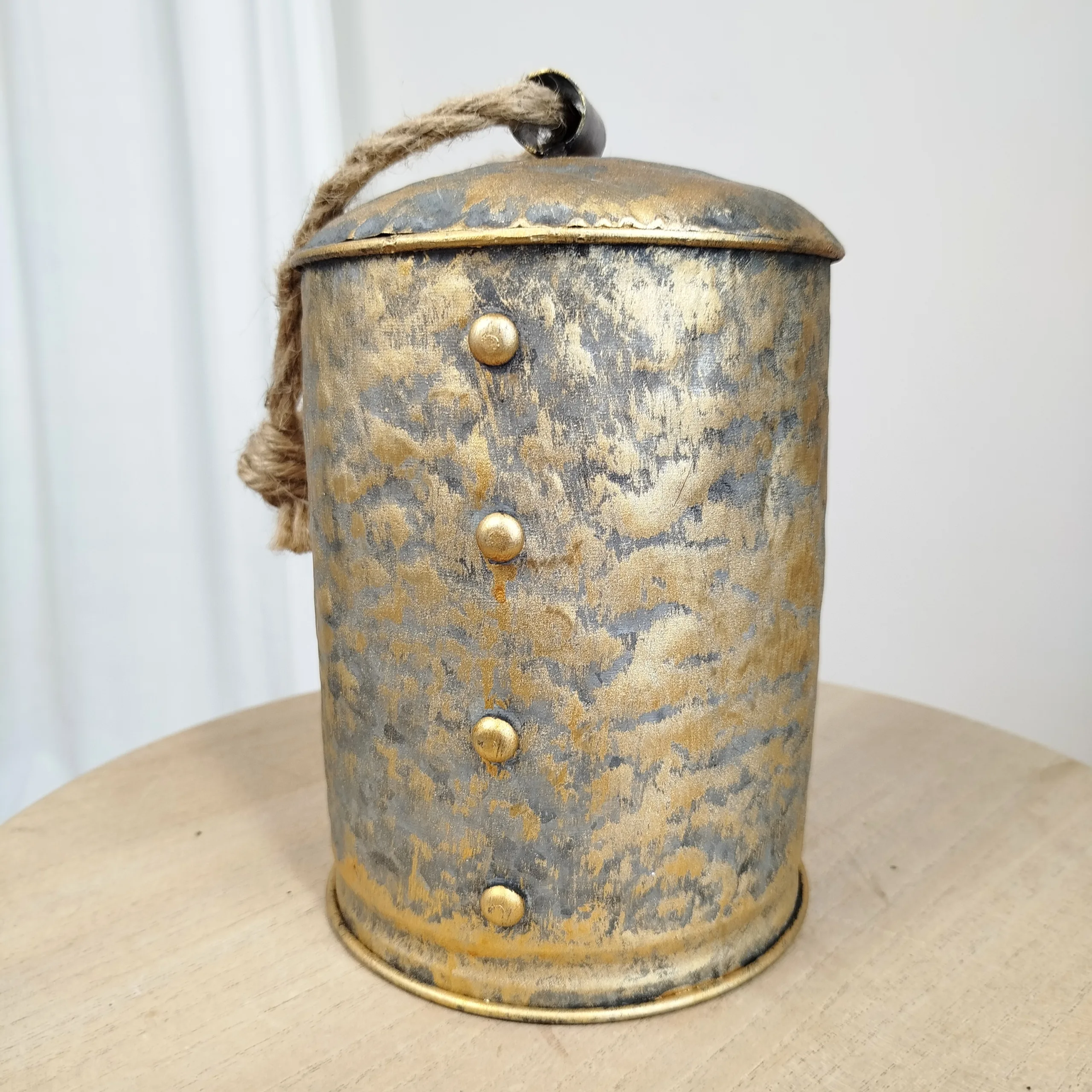 Dzwon metalowy złoty - ozdoba na drzwi 22cm