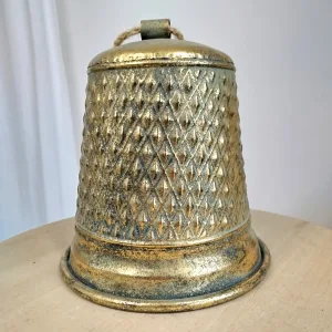 Metalowy złoty dzwon - ozdoba na drzwi 23cm