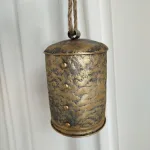 Dzwon metalowy złoty - ozdoba na drzwi 22cm