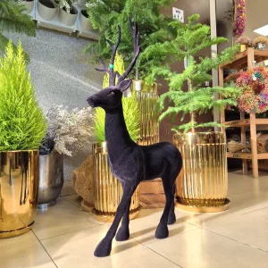 Renifer jeleń welurowa figurka świąteczna czarna 85cm