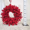 Wianek na drzwi świąteczny bożonarodzeniowy z czerwonych oprószonych gałązek 50cm