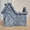 Osłonka na doniczkę betonowa szara w kształcie domku 10x8cm