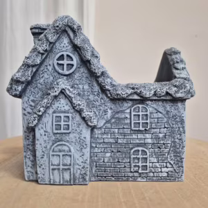 Osłonka na doniczkę betonowa szara w kształcie domku 10x7,5cm