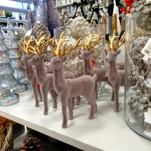 Renifer jeleń welurowa figurka świąteczna szara 23cm