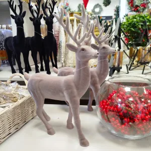 Renifer jeleń welurowa figurka świąteczna szara 45cm