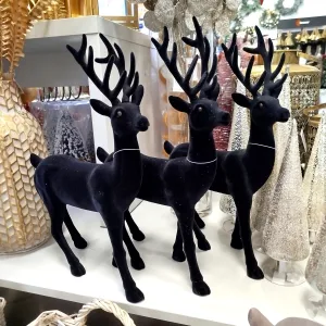 Renifer jeleń welurowa figurka świąteczna czarna 45cm